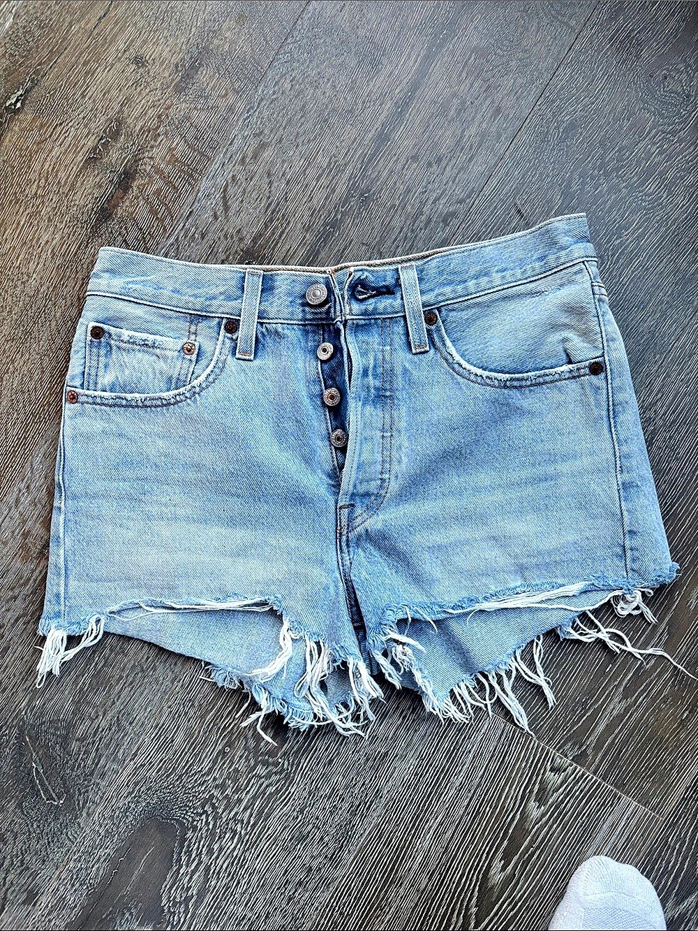 Levi's 501 Denim Cutoff Jean Shorts Blue Waist 26